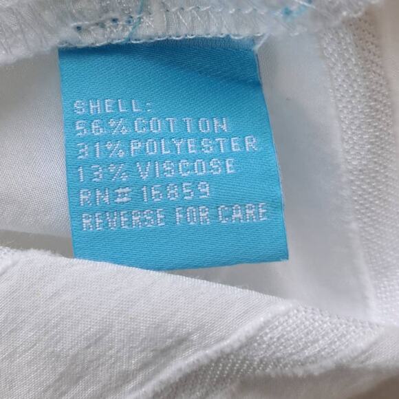 J. McLaughlin White Collarless Button Down Top Size XL Textured Stripe - Picture 7 of 9